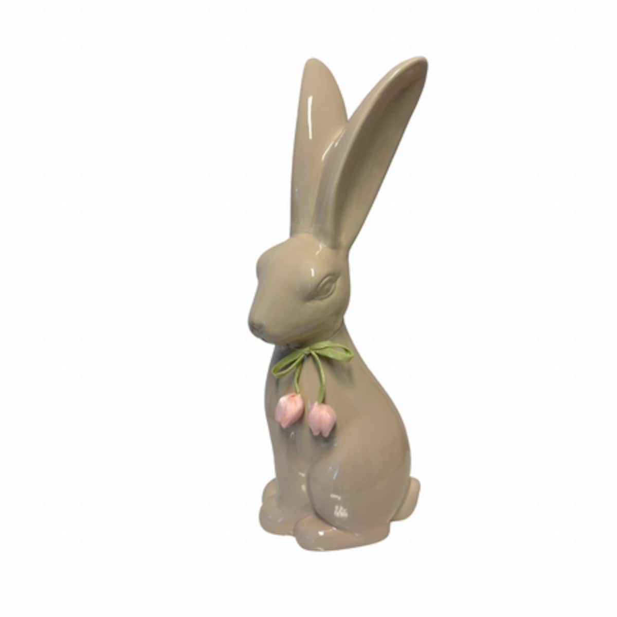 Figurka - królik beżowy z tulipanami 19x15x49,5 cm