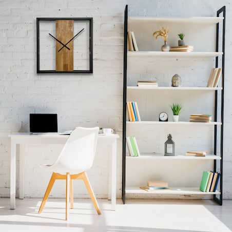 Zegar kwadratowy dębowy LOFT SQUARE metal 50cm