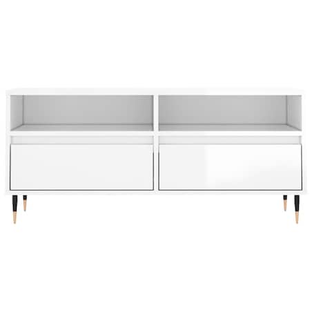 vidaXL Szafka pod TV, wysoki połysk, biała, 100x34,5x44,5 cm