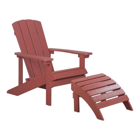 Krzesło ogrodowe z podnóżkiem czerwone ADIRONDACK