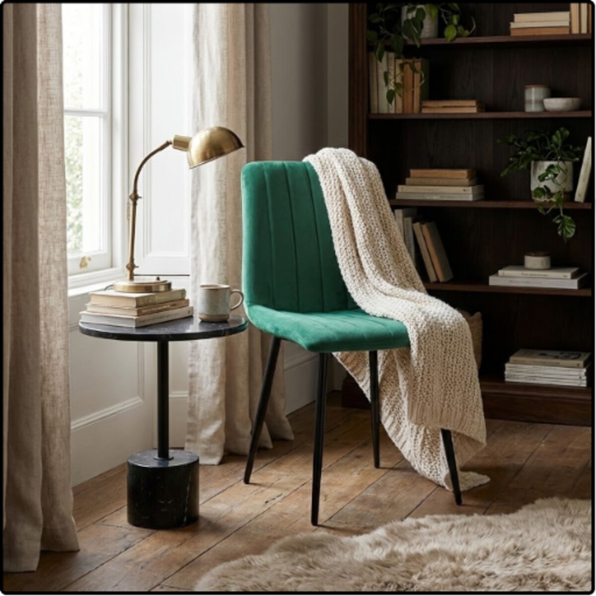 Krzesło welurowe pikowane tapicerowane metalowe nogi do jadalni salonu loft