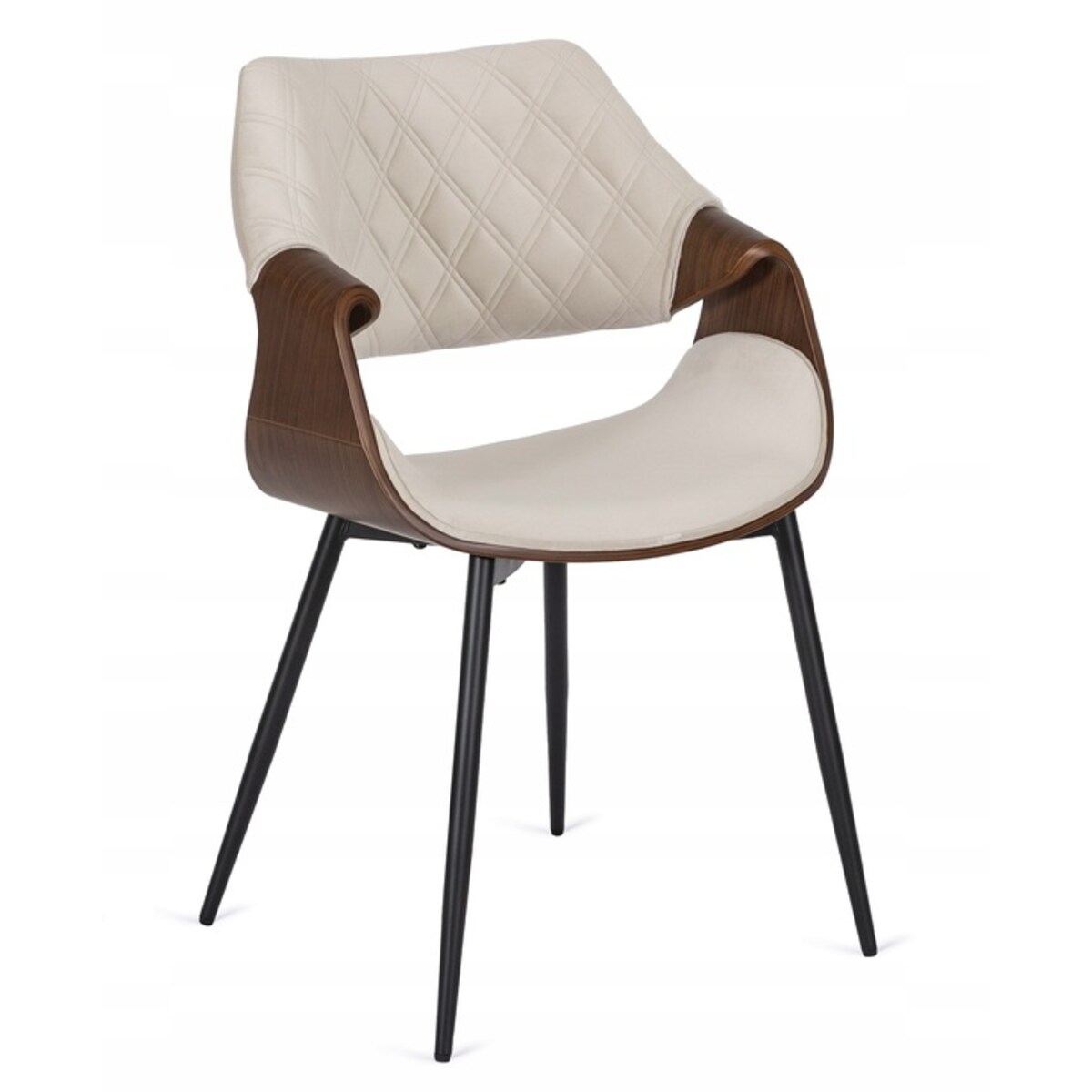 Krzesło Loft Tapicerowane Beż Drewno Gięte Orzech DAKOTA Do Salonu Jadalni