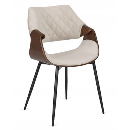 Krzesło Loft Tapicerowane Beż Drewno Gięte Orzech DAKOTA Do Salonu Jadalni