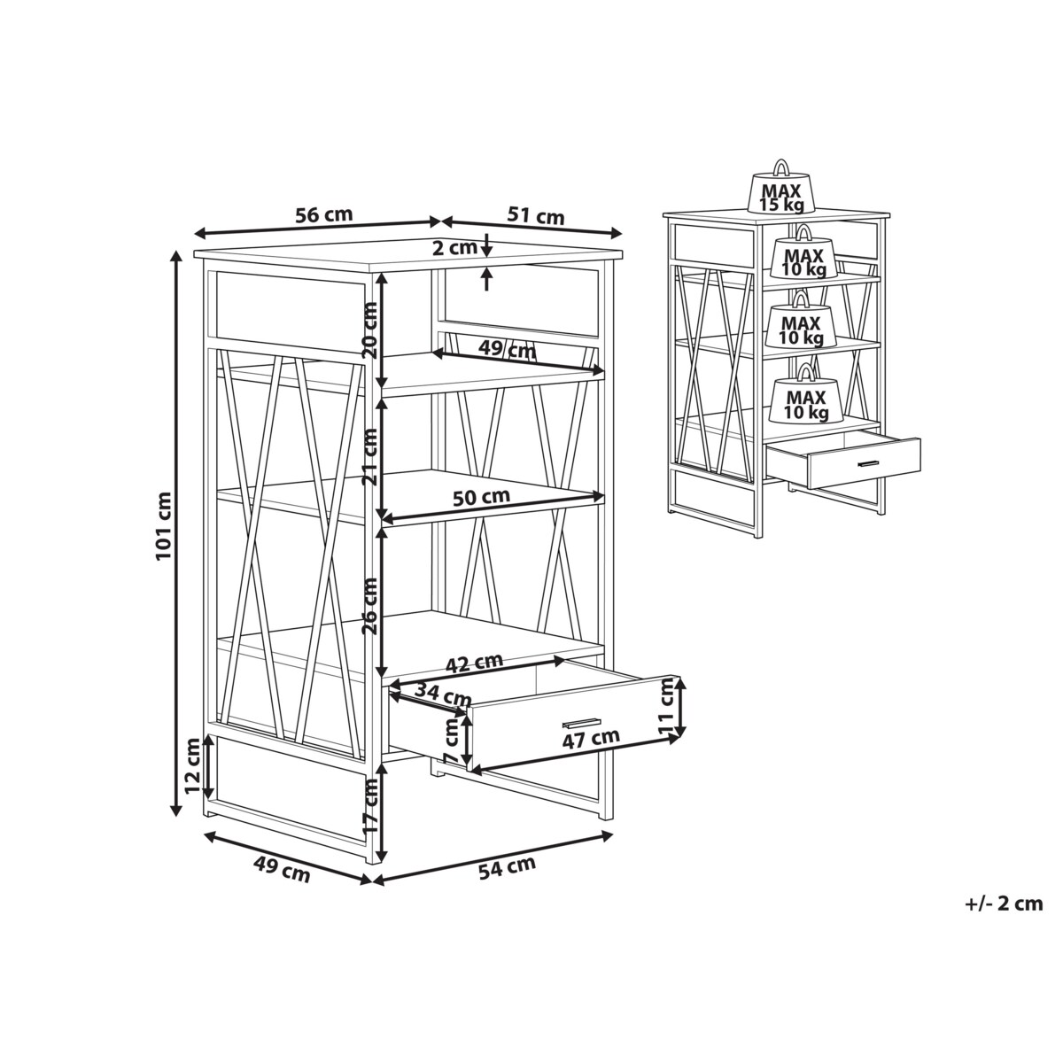 Regał 3 półki brązowoszary KEENE