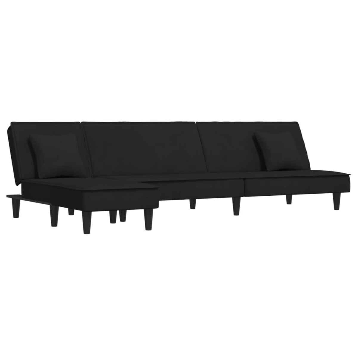 vidaXL Sofa rozkładana w kształcie L, czarna, 255x140x70 cm, aksamit