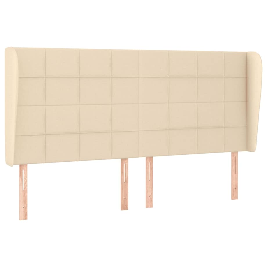 vidaXL Zagłówek uszak, kremowy, 183x23x118/128 cm, tkanina