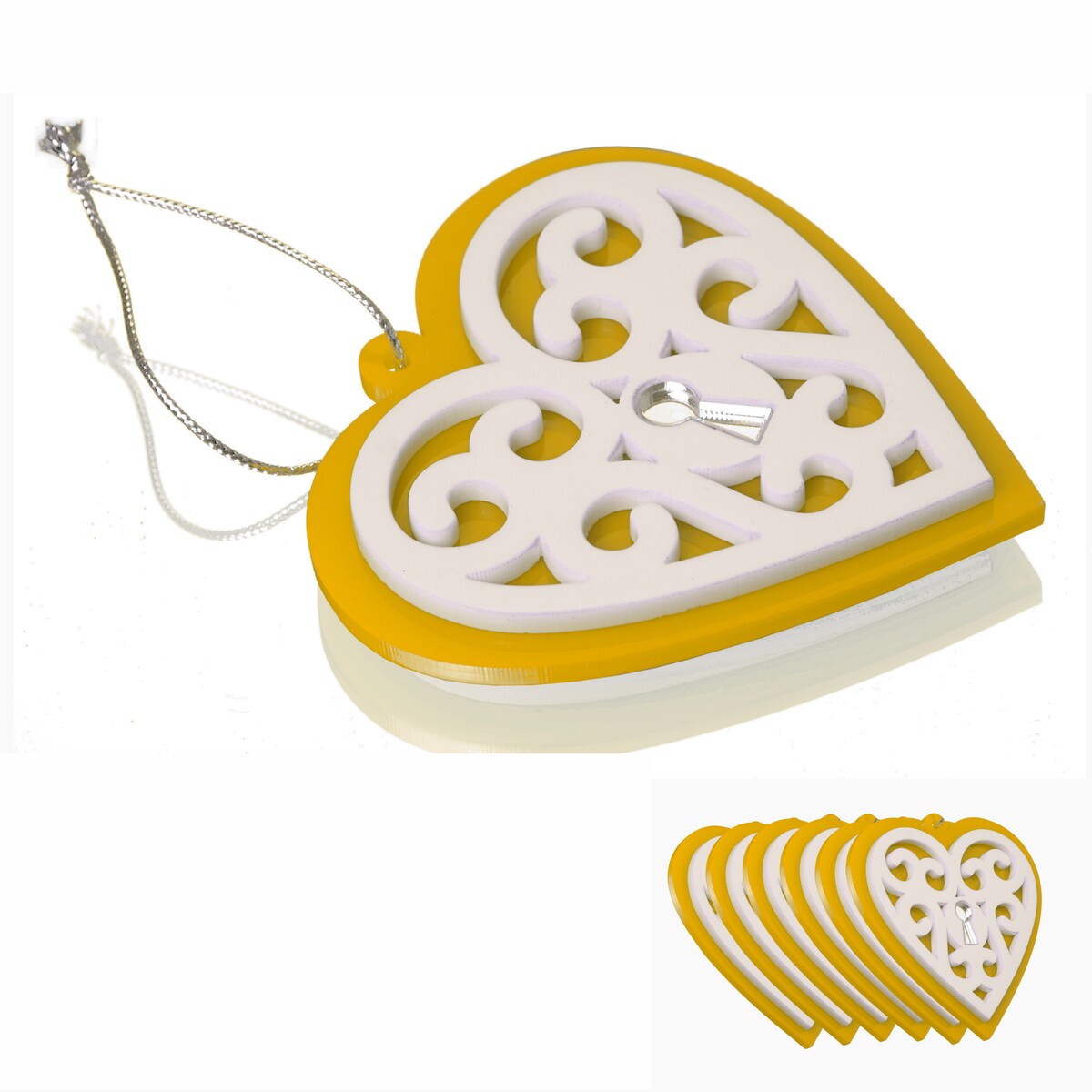 Dekoracja bożonarodzeniowa Serce Żółte Ażur 6szt.