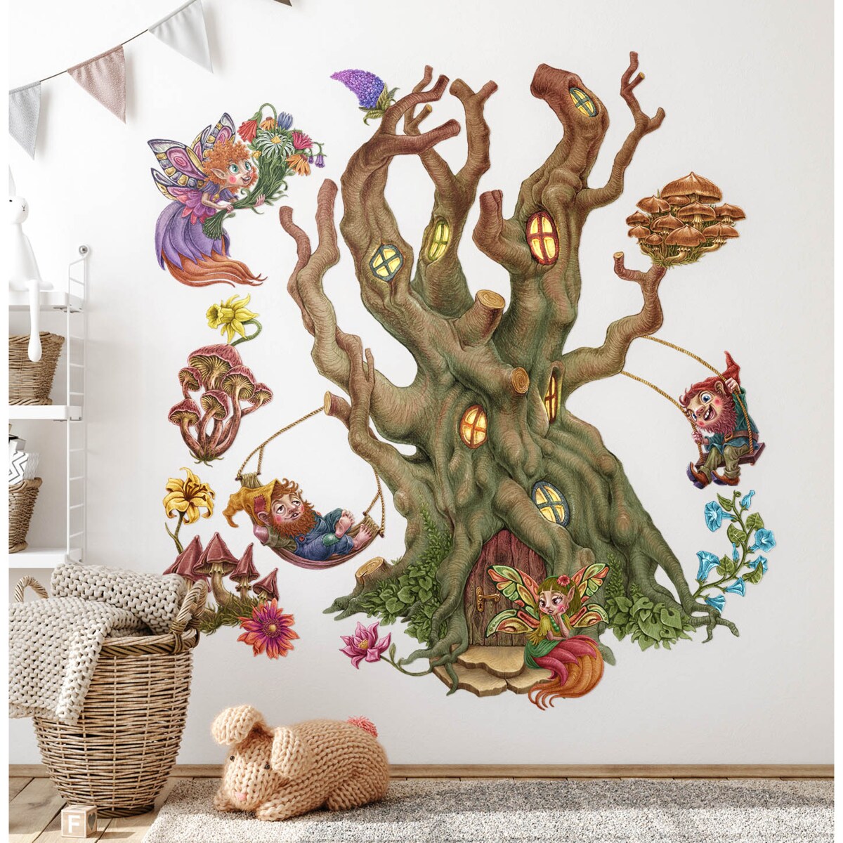 Zestaw naklejek na ścianę, Wróżkowy las, 130cm