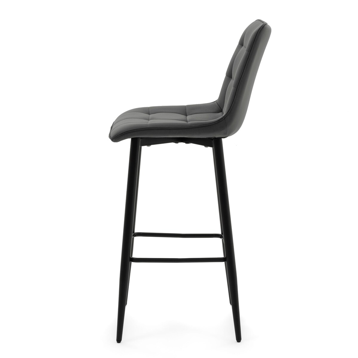 Hoker tapicerowany barowy welurowy CHIC szary do salonu jadalni