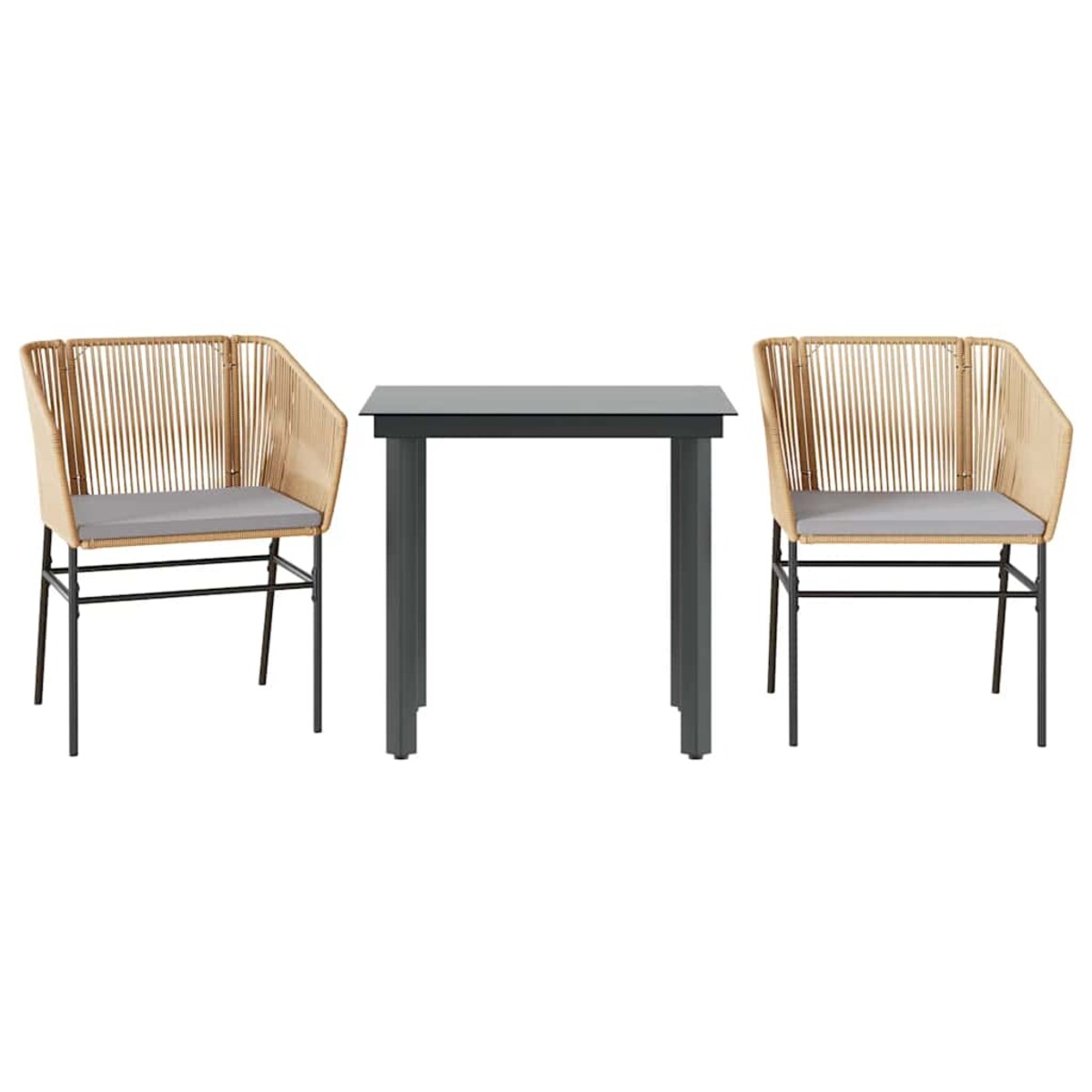 vidaXL 3-częściowy zestaw ogrodowy poduszkami brązowy polirattan szkło