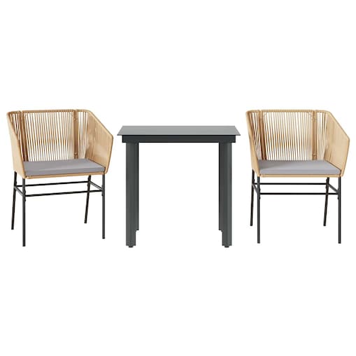 vidaXL 3-częściowy zestaw ogrodowy poduszkami brązowy polirattan szkło