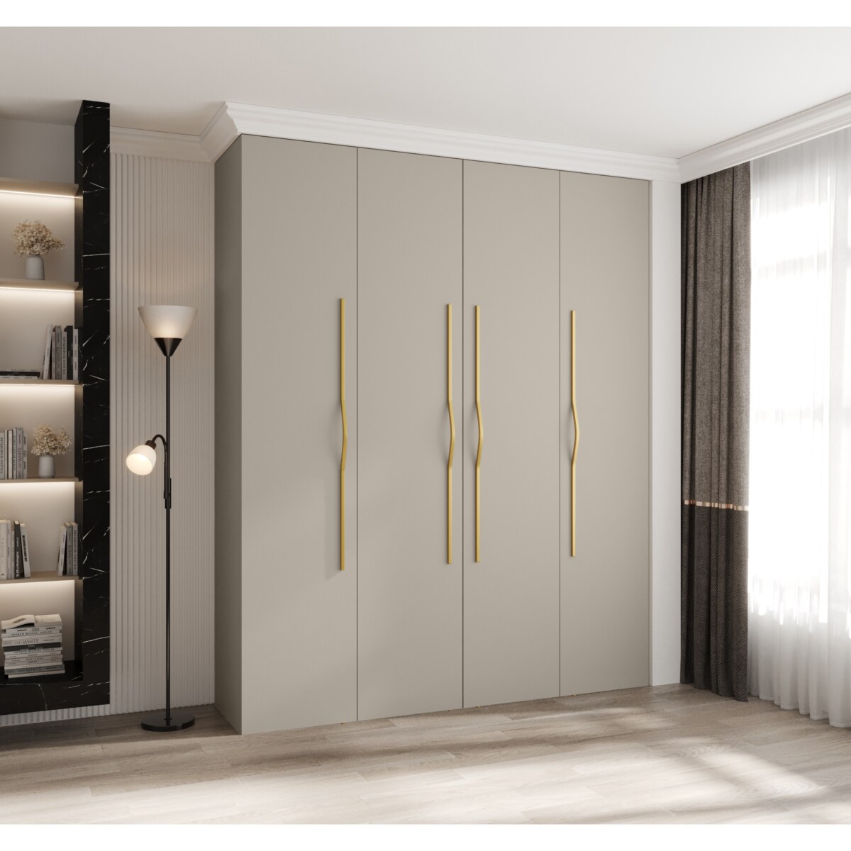 Szafa czterodrzwiowa Como 2 200 gł.50 kaszmir+złoty