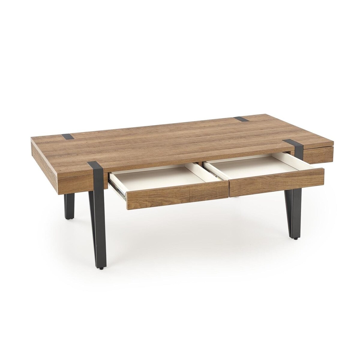 STOLIK KAWOWY Elbait Z 2 SZUFLADAMI orzech miodowy/czarny