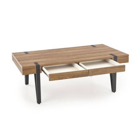 STOLIK KAWOWY Elbait Z 2 SZUFLADAMI orzech miodowy/czarny