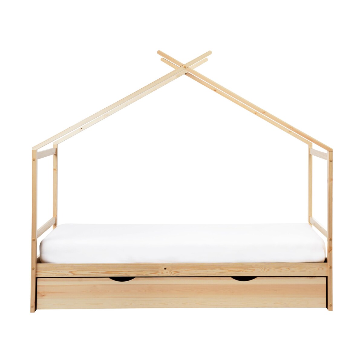 Łóżko dziecięce domek drewniane z szufladami 90 x 200 cm jasne ORGEVAL