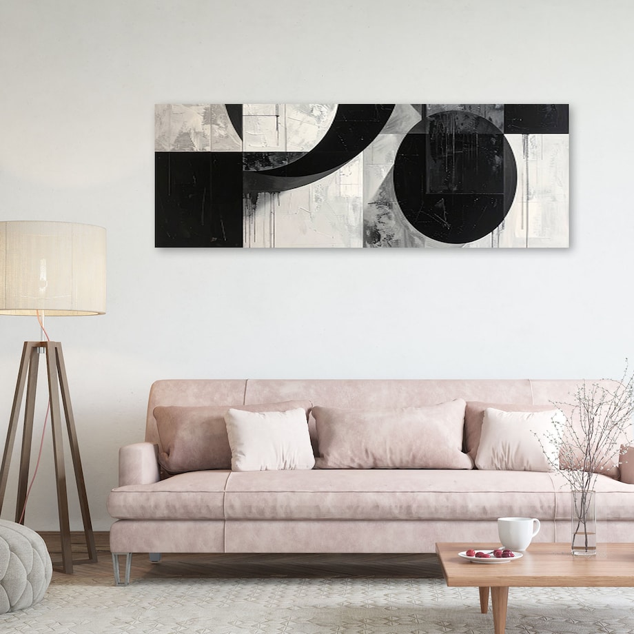 Obraz do salonu sypialni biura loftu, Czarno biała geometryczna abstrakcja