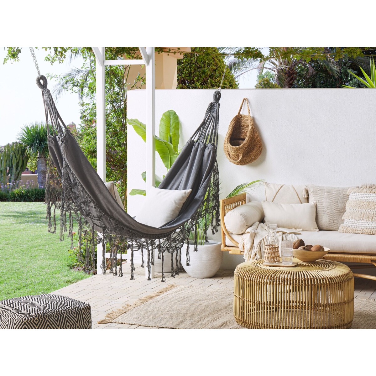 Hamak ogrodowy bawełniany szary ROCCA