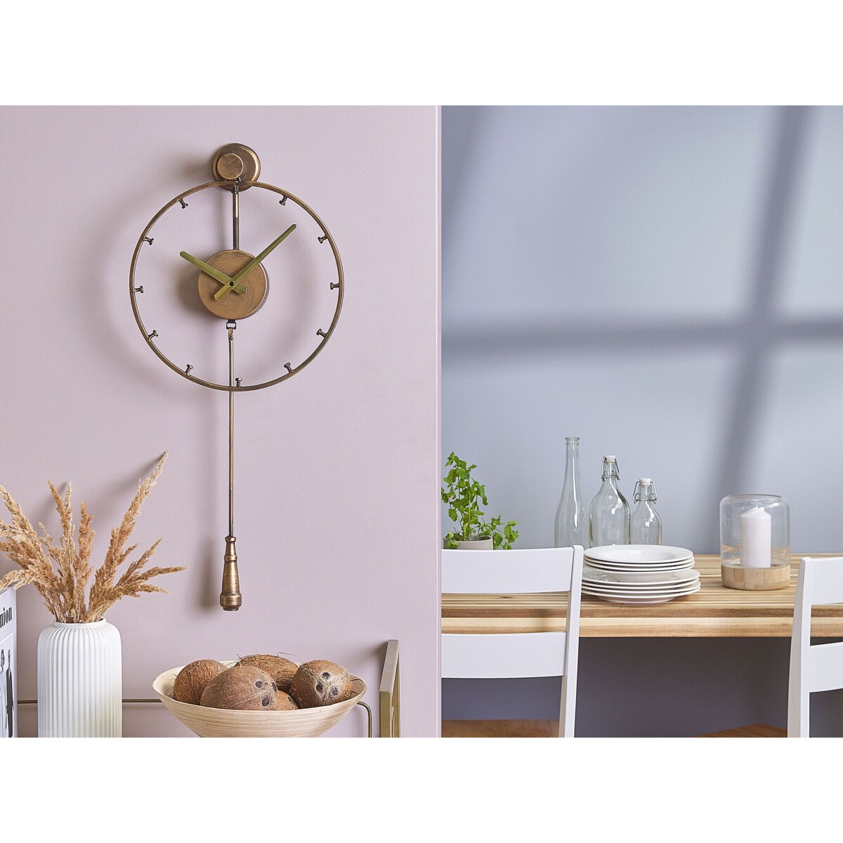 Zegar ścienny z wahadłem złoty EMMEN