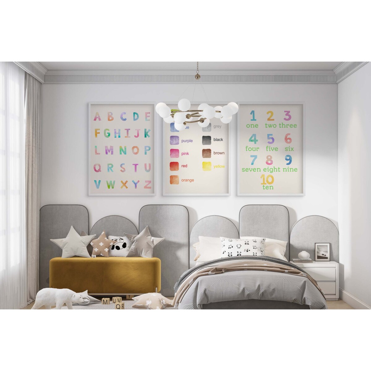 Plakat edukacyjny montessori język angielski do pokoju dziecka przedszkola