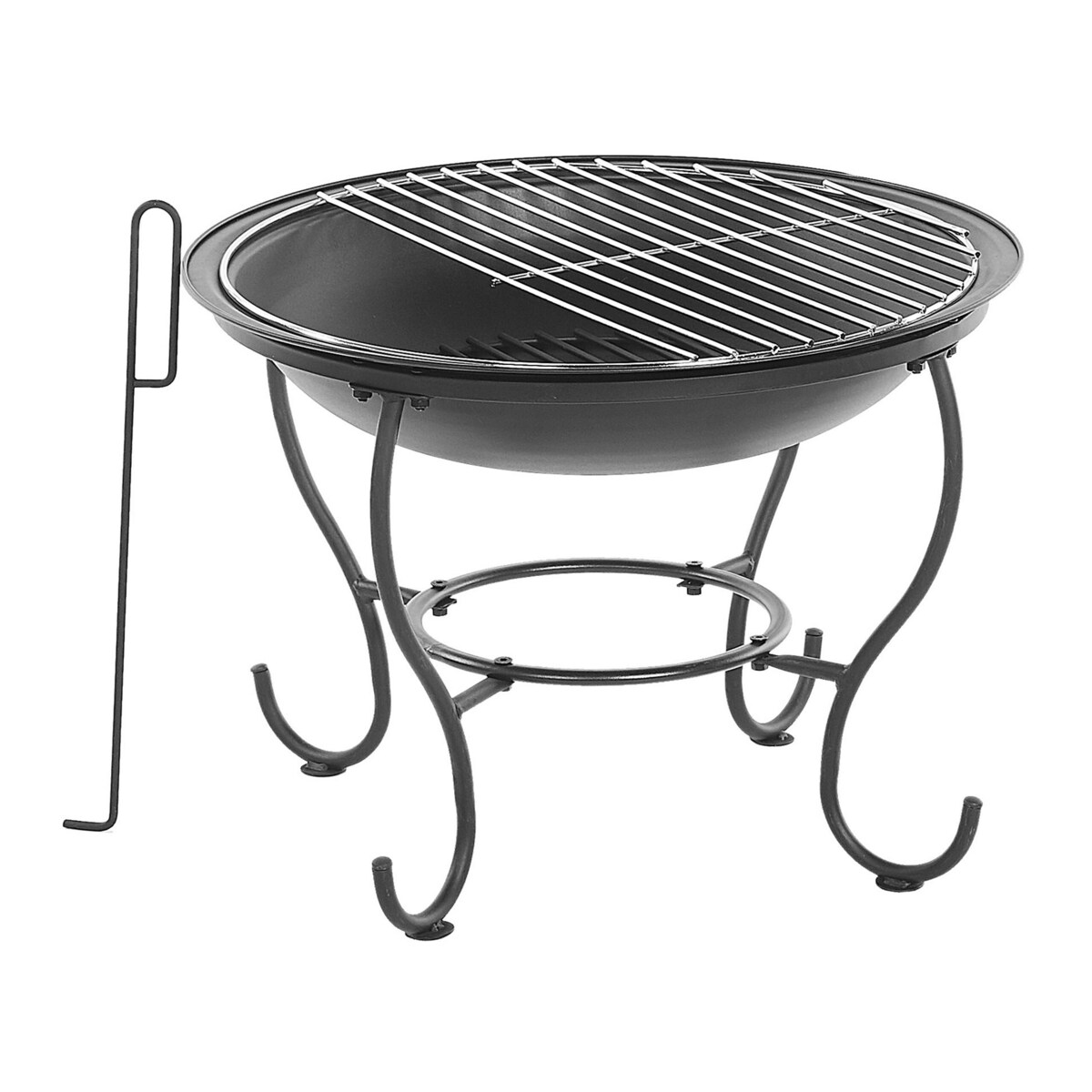 Palenisko ogrodowe z grillem stalowe czarne NEGARA