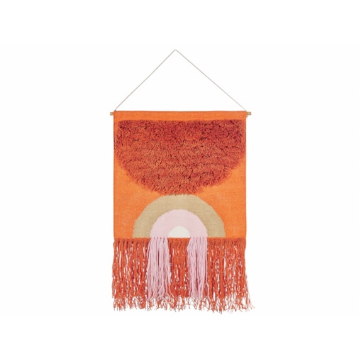 Dekoracja ścienna z frędzlami bawełniana pomarańczowa KAMALIA