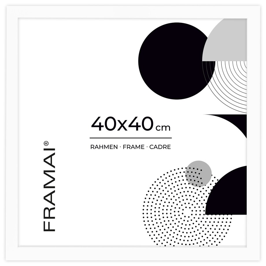 Ramka na zdjęcia 40x40 cm biała rama MDF z plexi do powieszenia pion poziom klasyczna kwadratowa ramka FRAMAI®