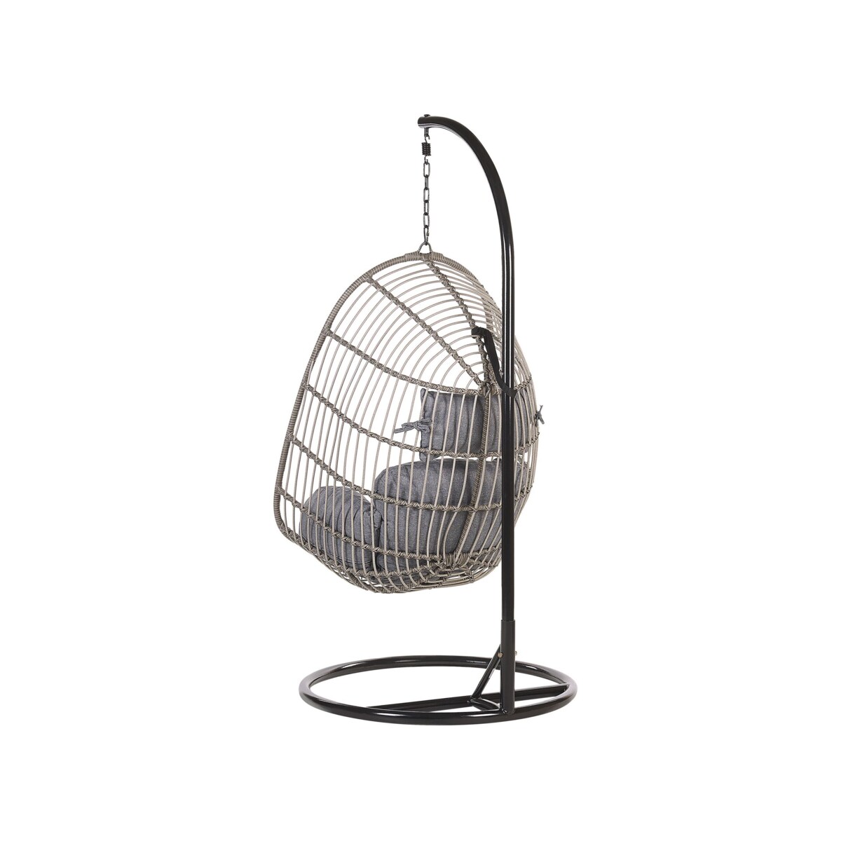 Fotel wiszący ze stojakiem z technorattanu szary CASOLI