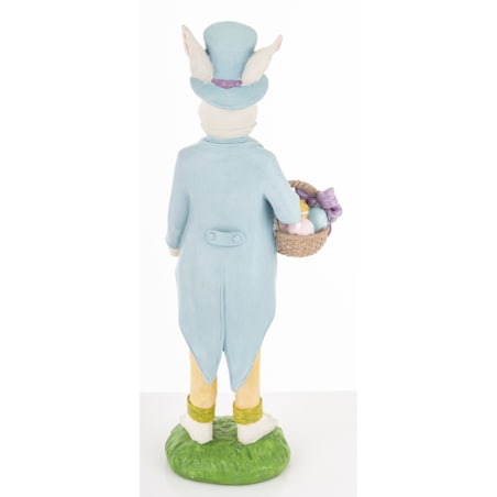 Figurka - królik w niebieskim fraku i cylindrze 36x14x10 cm z koszykiem pisanek