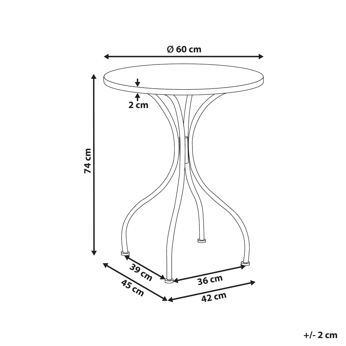 Stolik bistro ANAPO 60 cm 60 cm Metal Czarny