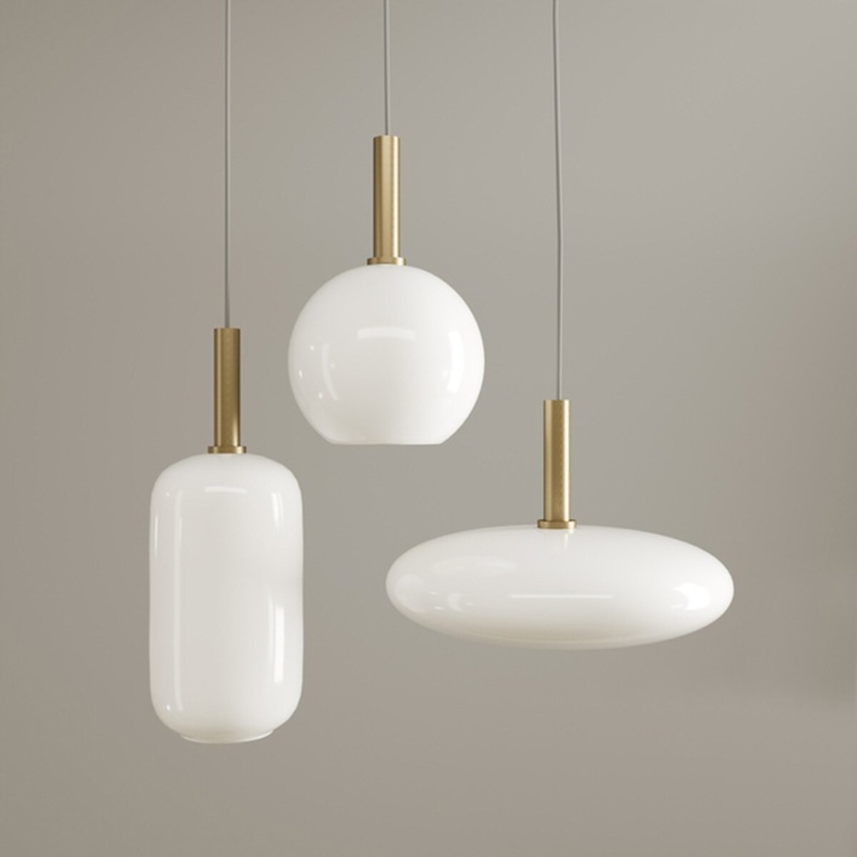 Lampa Wisząca Sufitowa Szklana Mleczna Złota Biała