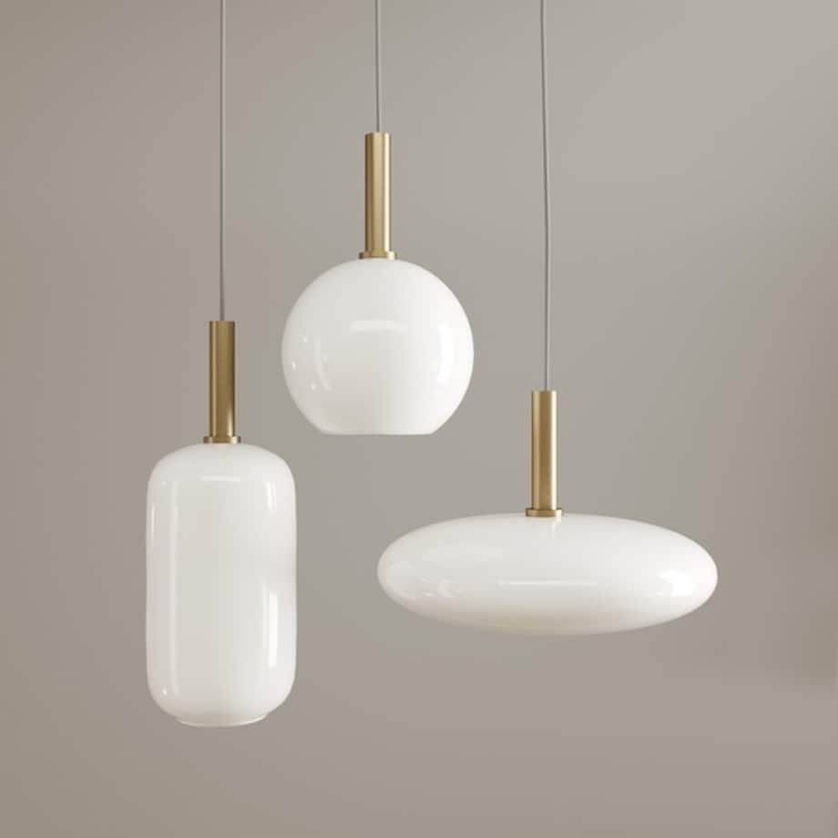 Lampa Wisząca Sufitowa Szklana Mleczna Złota Biała