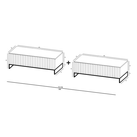 Nowoczesna Szafka RTV Glamour Komoda RTV Ryflowane fronty Biały Mat 220 cm
