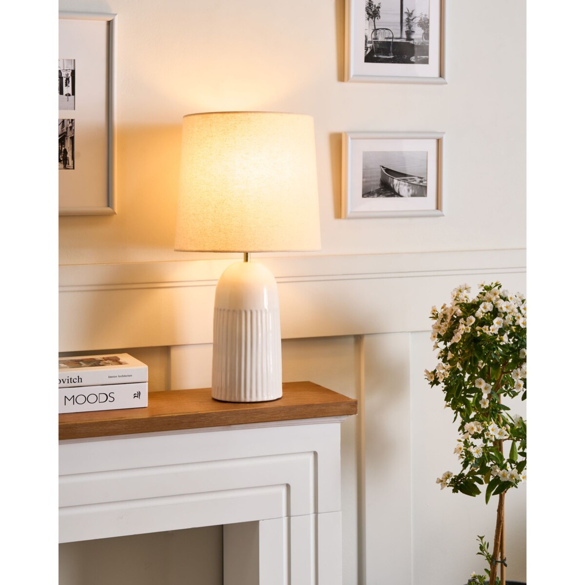 Lampa stołowa SALIENTE Ceramika Złamana biel