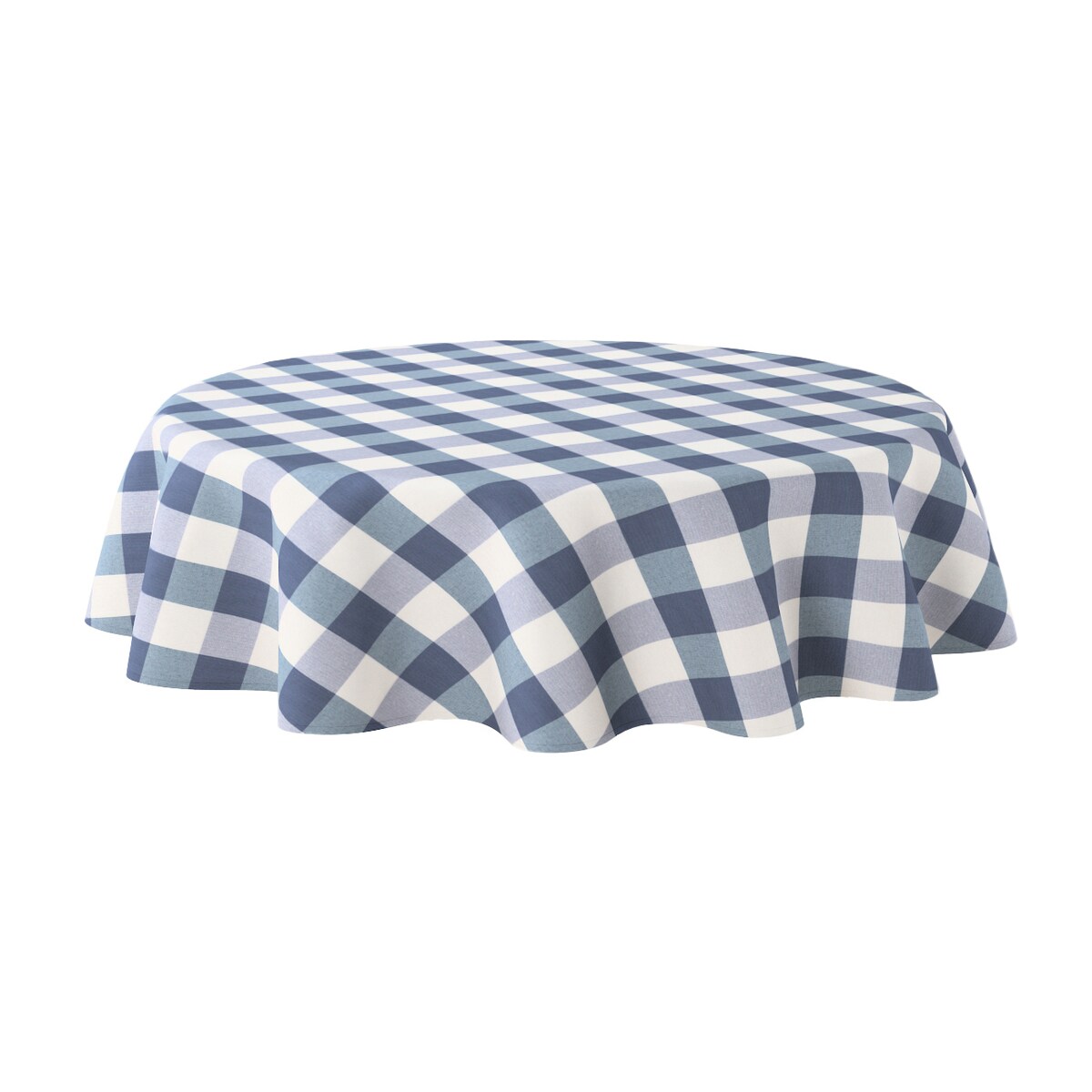 Obrus okrągły 160 x 160 cm granatowo-biała krata (5,5x5,5cm)