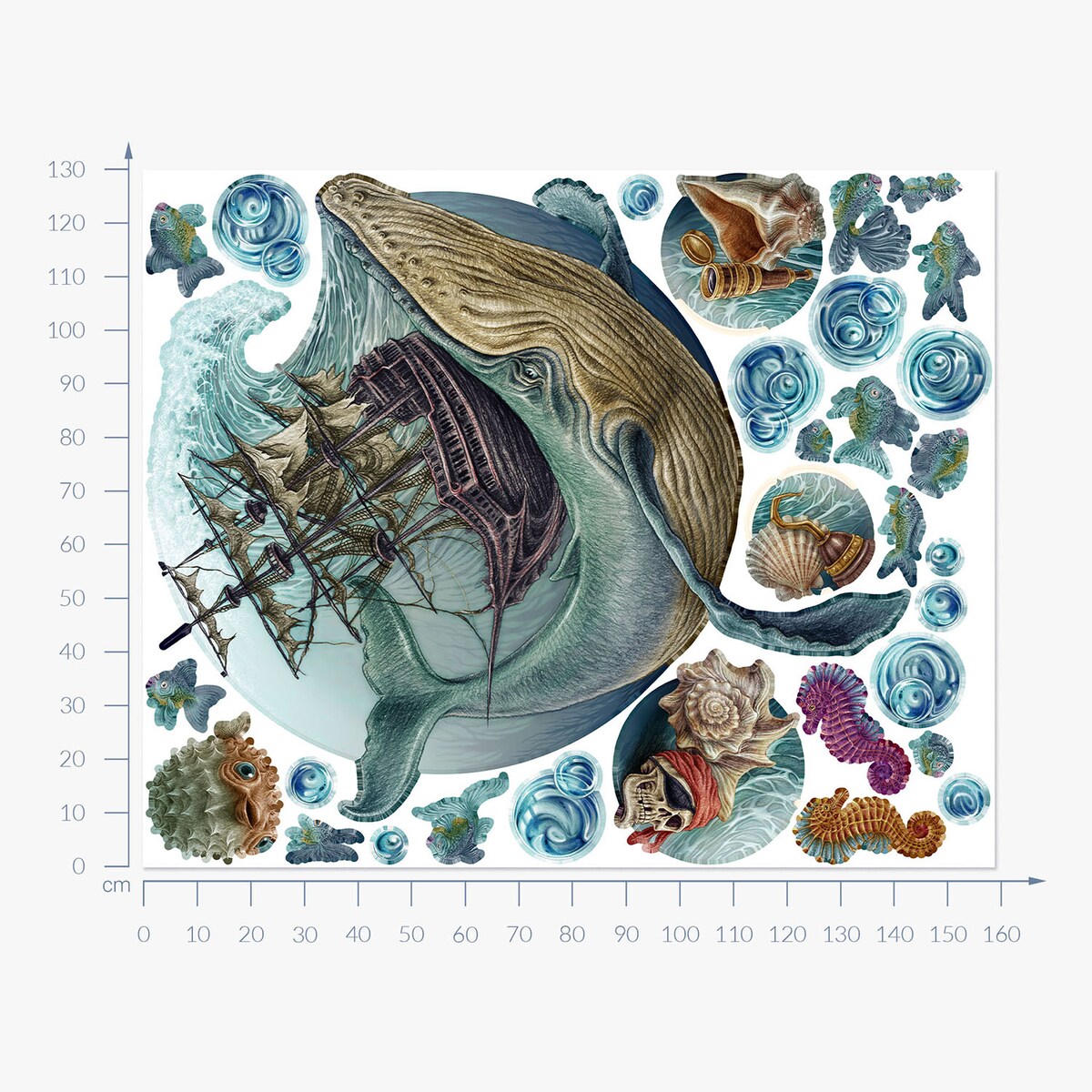 Zestaw naklejek na ścianę, Baśniowy świat, 130cm