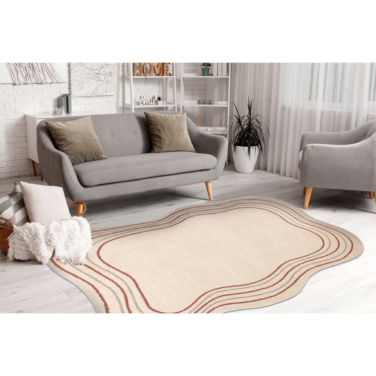 Dywan FUSION 5707 krem / terakota Shape - 160x220 cm