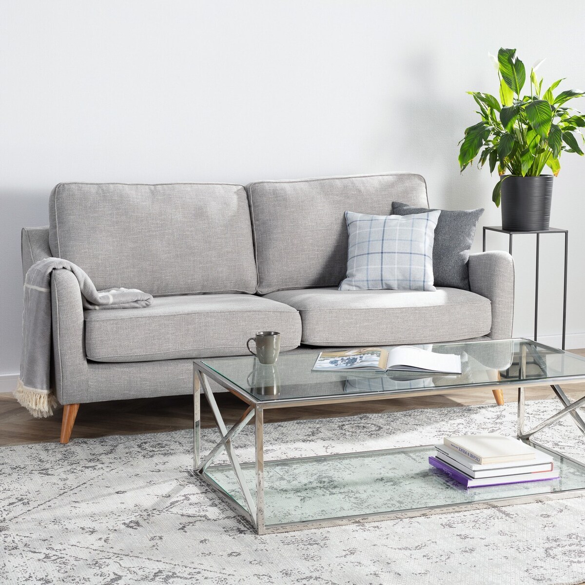 Sofa Venuste grey linen 3-os., 193 x 90 x 90 cm