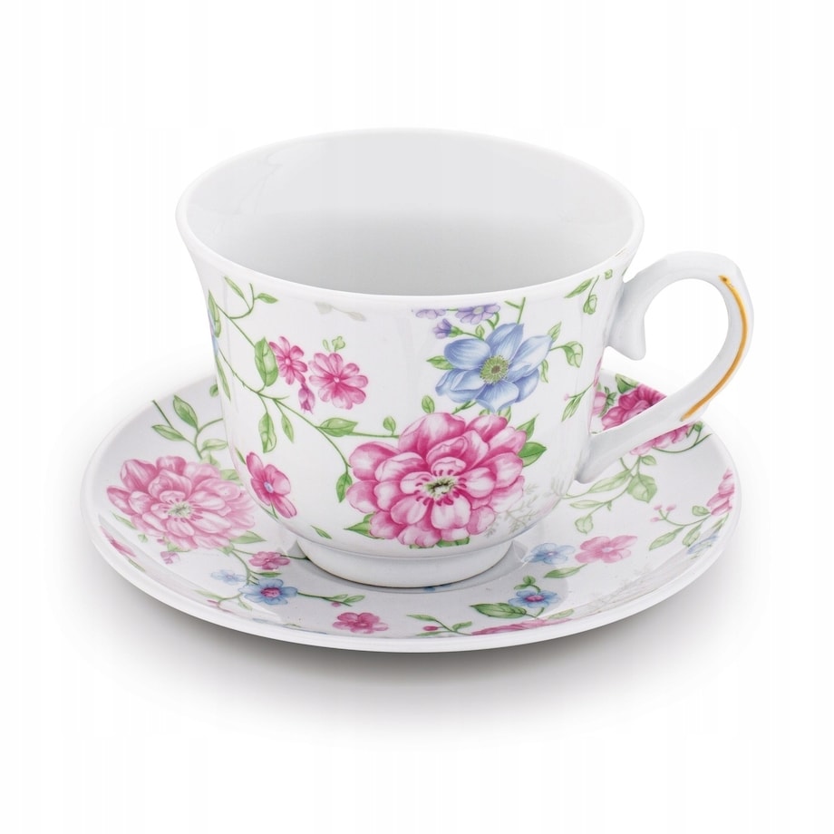 W PUDEŁKU Komplet filiżanek do kawy 250 ml NA PREZENT 6szt W KWIATY dekor