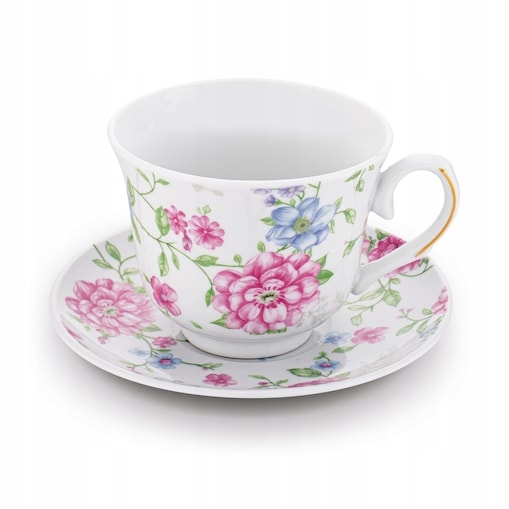 W PUDEŁKU Komplet filiżanek do kawy 250 ml NA PREZENT 6szt W KWIATY dekor