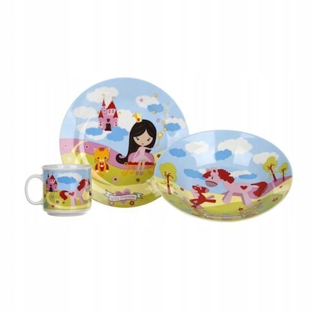 ZESTAW obiadowy śniadaniowy talerzyk dla DZIECI księżniczka roczek urodziny