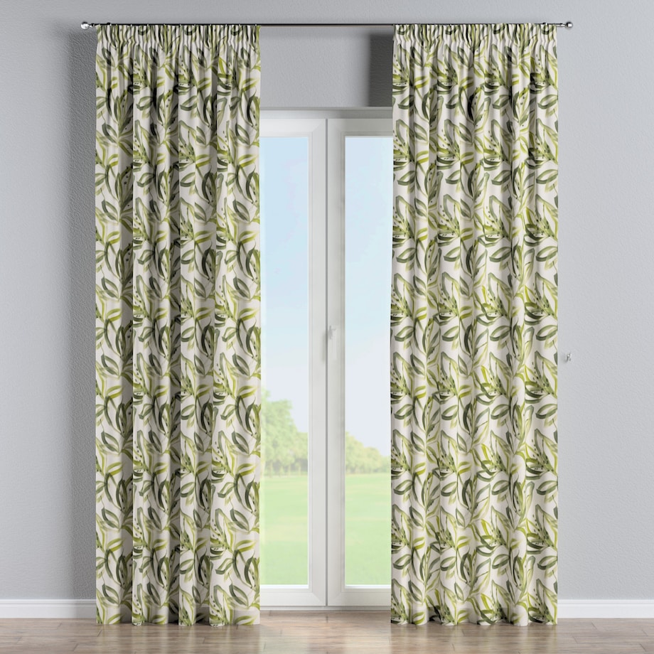 Zasłona na taśmie marszczącej 1 szt. 130x260 biało-zielony