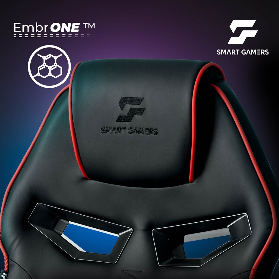 Fotel gamingowy obrotowy dla gracza Sofotel Furon czarno-czerwony