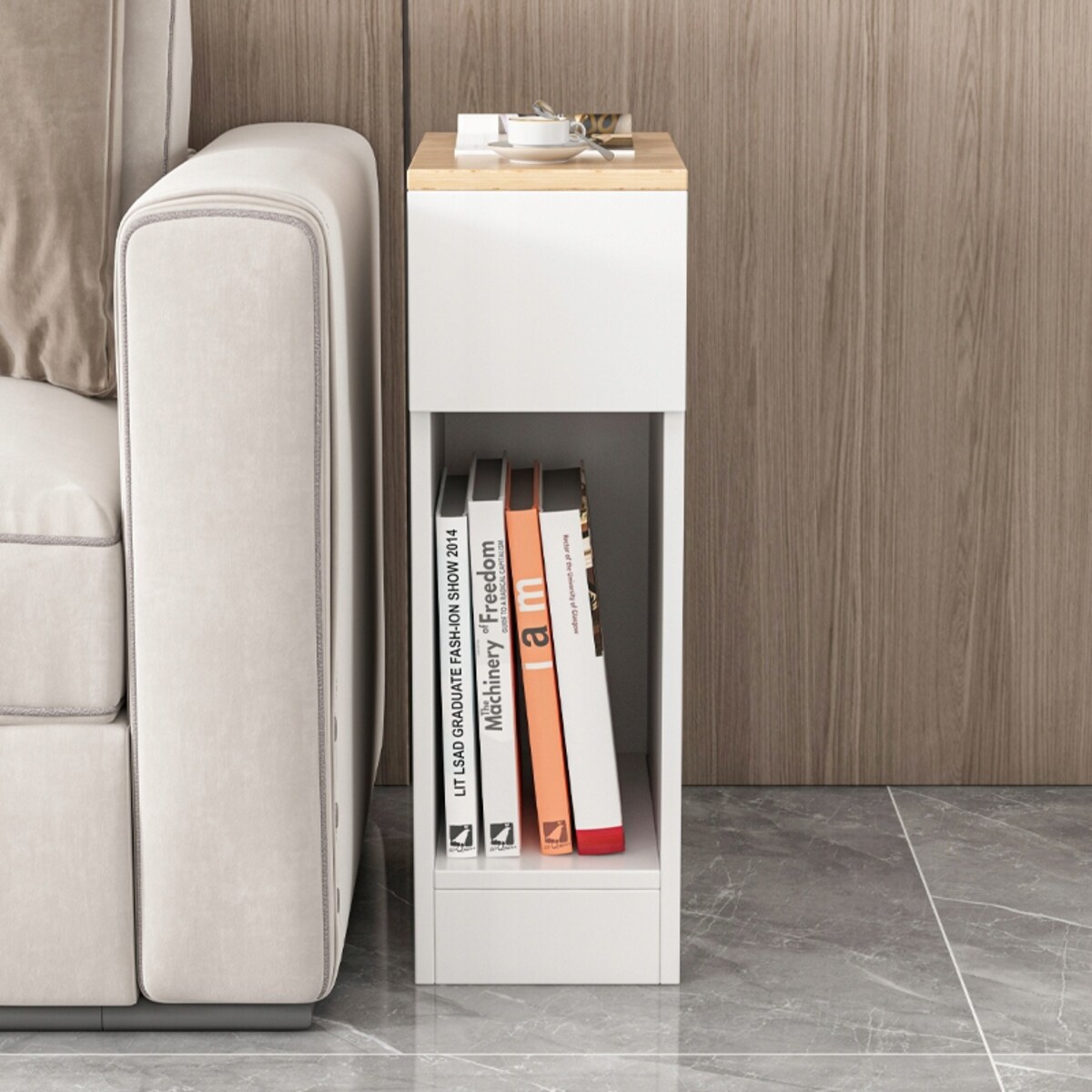 Szafka nocna wąska z szufladą stolik z półką nowoczesny loft sypialni 60 cm