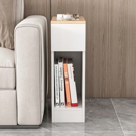 Szafka nocna wąska z szufladą stolik z półką nowoczesny loft sypialni 60 cm