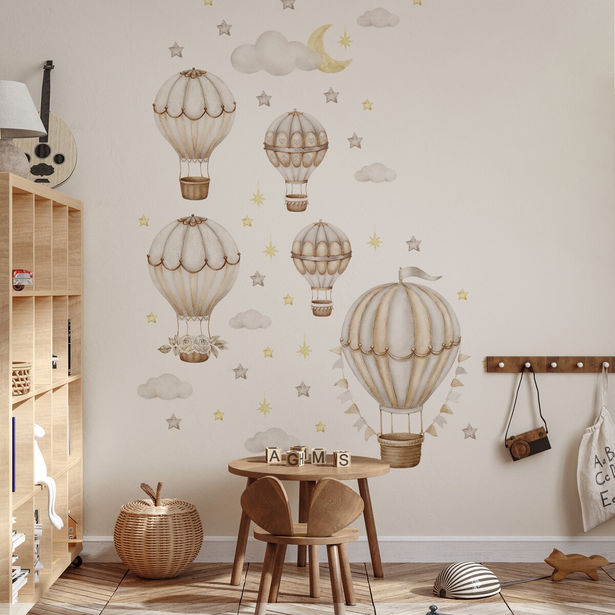 Naklejki Ścienne Dla Dzieci BALONY Chmurki Gwiazdy ZESTAW Styl Skandynawski 60x30cm