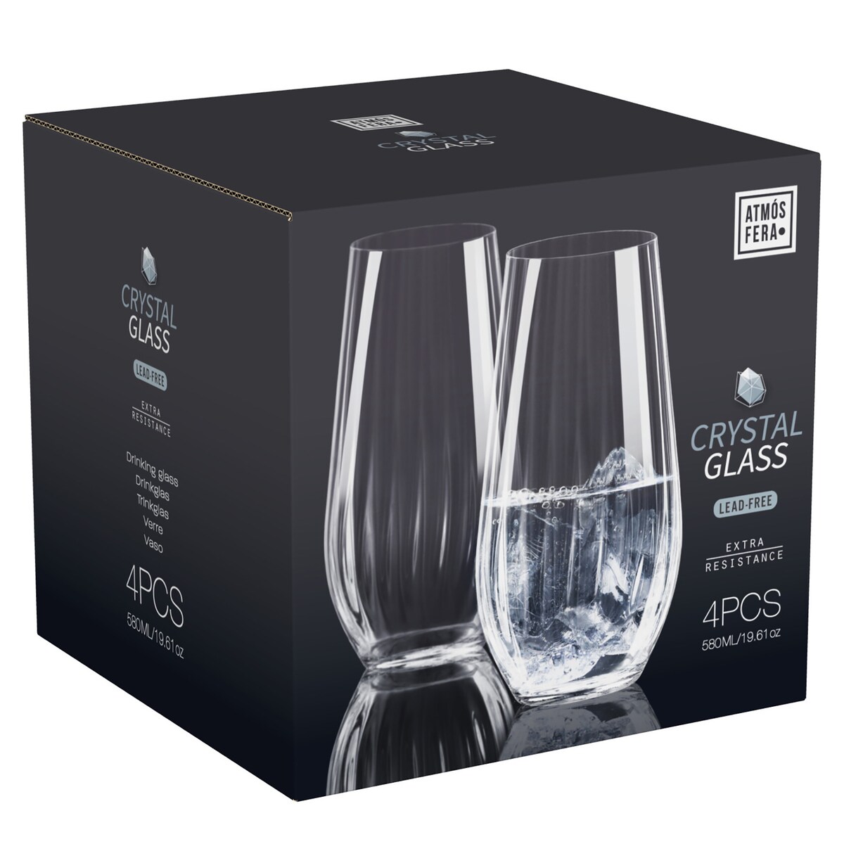 4X Szklanki Kryształowe Do Koktajli Napojów Drinków Prezent 580 Ml Komplet Zestaw Szklanek