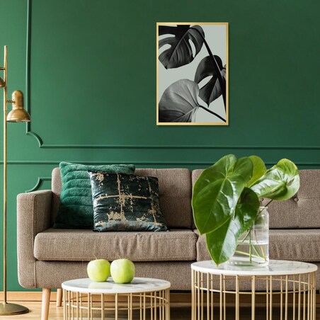 Poster Story, Plakat, Obraz - Monstera na Zielonym Tle No1, wymiary 42 x 60 cm