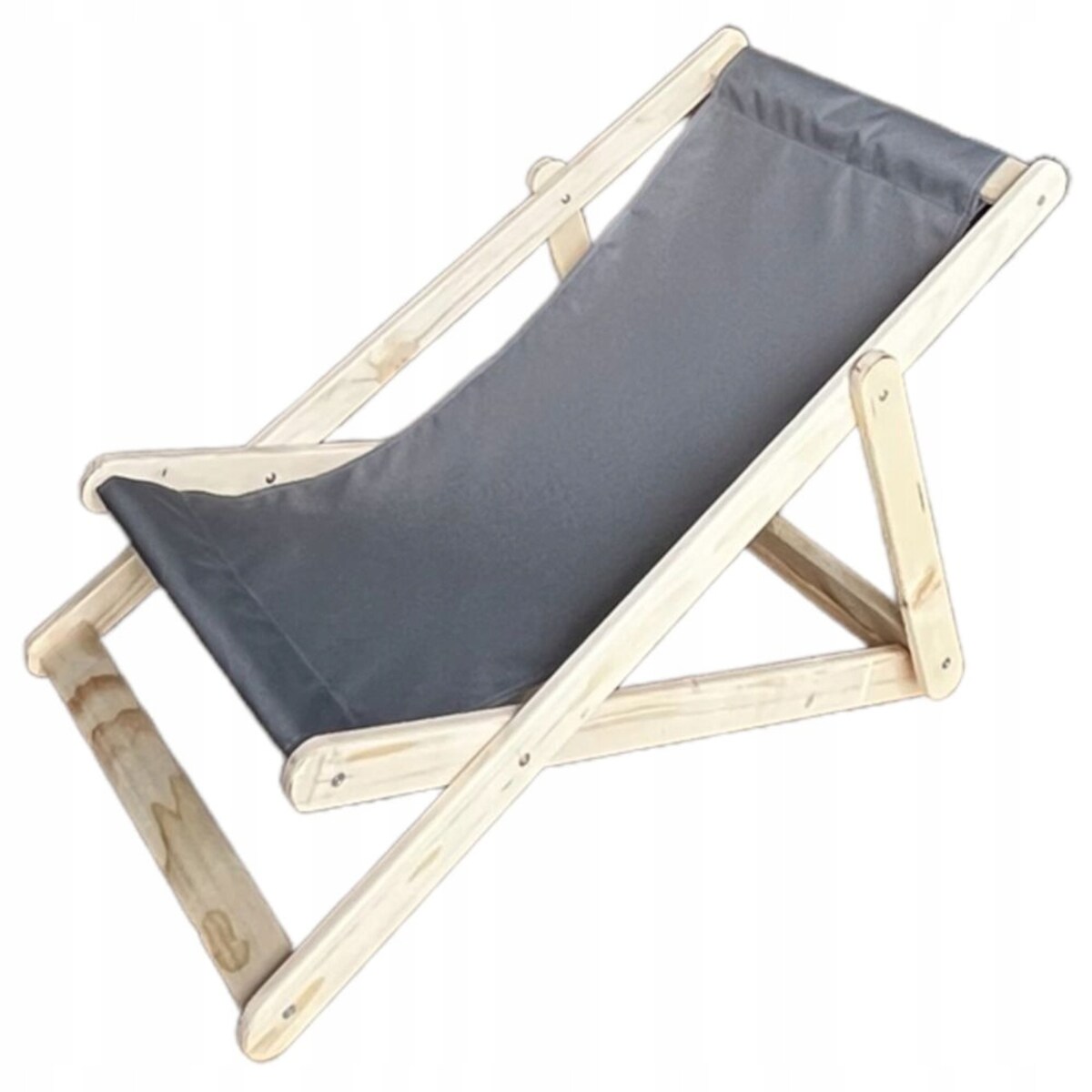 Leżak Dziecięcy Drewniany dla dzieci CERTYFIKOWANY Ogrodowy Plażowy Szary