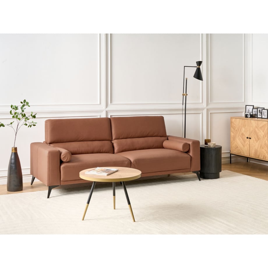 Sofa 3-osobowa ekoskóra brązowa ANGE