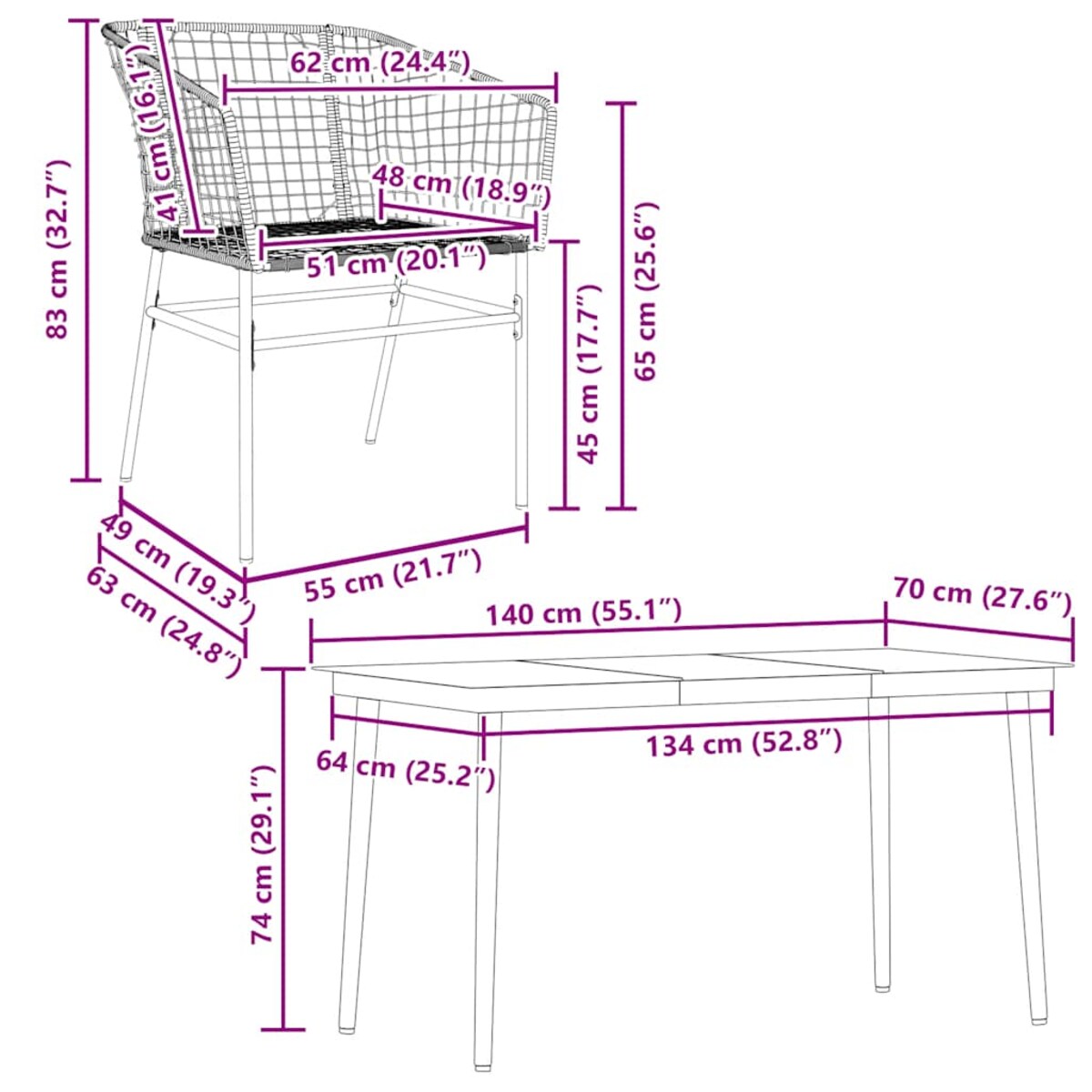 vidaXL 5-częściowy zestaw ogrodowy z czarnego polirattanu i szkła